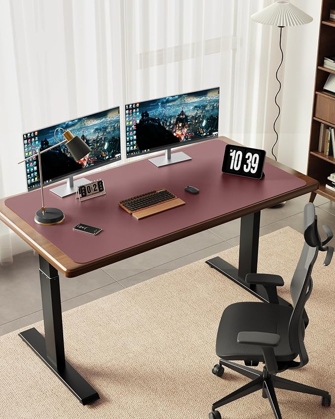 YSAGi 47.2" x 17" Large PU Leather Desk Mat for Keyboard and Mouse - Waterproof Non-Slip Desk Pad Protector for Office, Home, Writing Desk, Dark Pink
