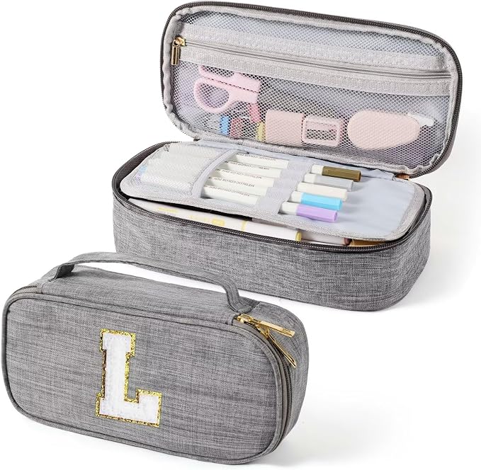YOOLIFE Travel Cable Organizer Pouch Cord Storage Pencil Case for Boys, Pencil Bag Aesthetic Pen Pouch School Supplies for Teen Boys Kids, L (Grey)