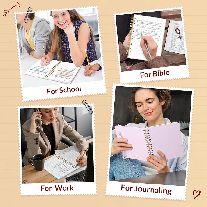 SUNEE Lined Spiral Journal Notebook for Women, 146 Pages College Ruled Hardcover Journaling Notebook for Work, Note Taking and Office School Supplies, A5 -Burgundy