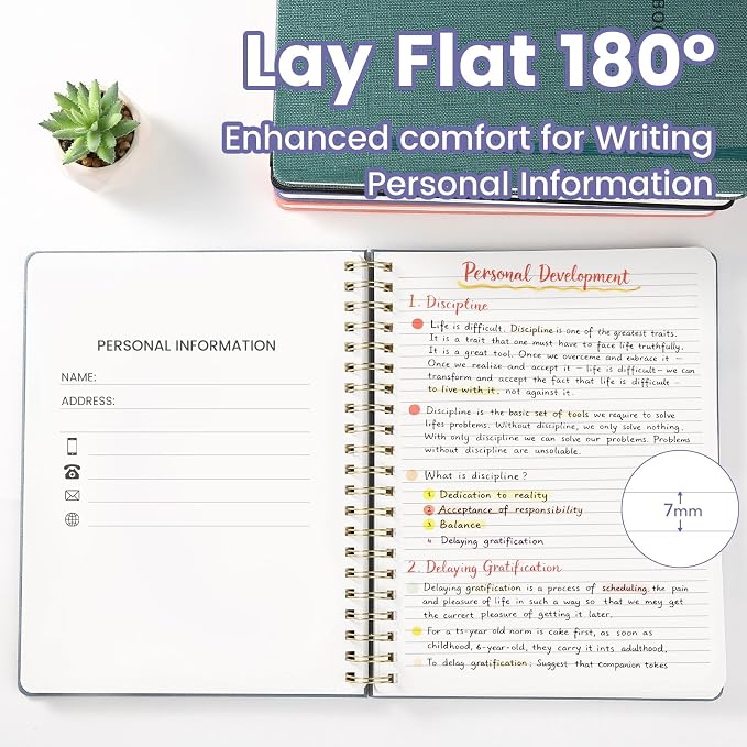 Spiral Notebook - 8.5 x 10.98 Inch Large Hard Cover Notebook with Elastic Band & Pocket, 180 Pages, Lay Flat Wirebound Journal for Work, School, Planning & Note Taking Violet