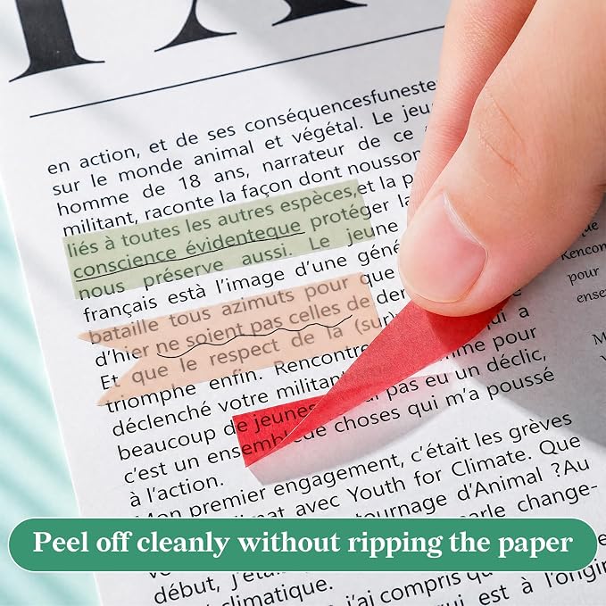 Temiary 2600 Pcs Transparent Sticky Index Tabs for Annotating, Colorful Books Tabs Clear Flags Strip Notes Tabs, Translucent Writable and Repositionable Page Marker for Bible Study Notebooks (Vintage)