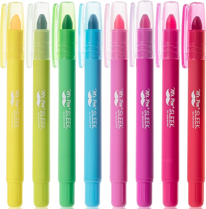Mr. Pen- No Bleed Gel Highlighters, Vintage Colors, 8 Pack | Bible Highlighters and Pens No Bleed, Bible Markers for Study, Journaling, School Supplies and Accessories