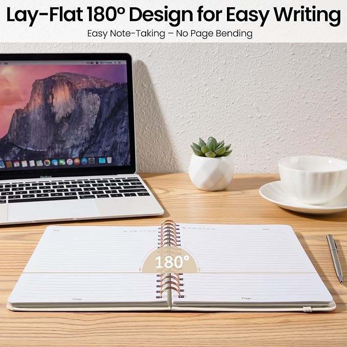 CICPAP Lined Spiral Journal Notebook, A5 College Ruled Notebook for Journaling, Note-Taking, and Daily Planning, Durable Hardcover with an Elegant Design, Warm White