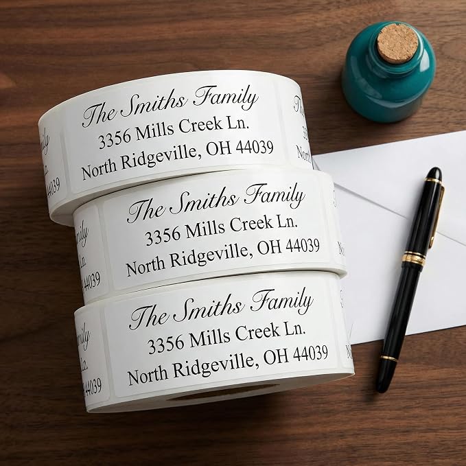 Address Labels Personalized Return Address Labels Personalized Custom Mailing Label for Envelopes 2.5" x 0.75" Self Adhesive Return Stickers Roll, White, (10-1000)