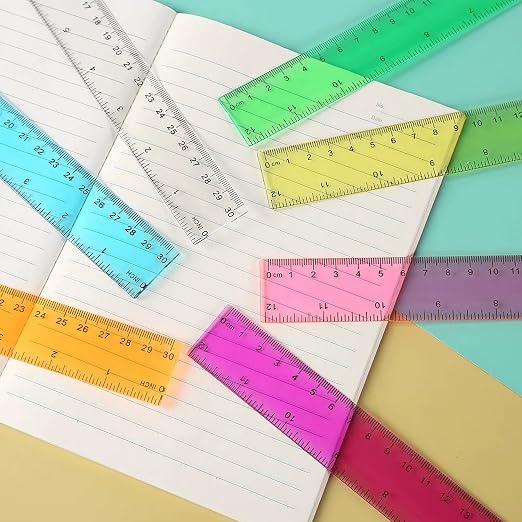 Ruler 12 inch Rulers for Kids Plastic Clear Ruler Bulk for Classroom School Must Haves Supplies Tools Elementary Ruller with Centimeters