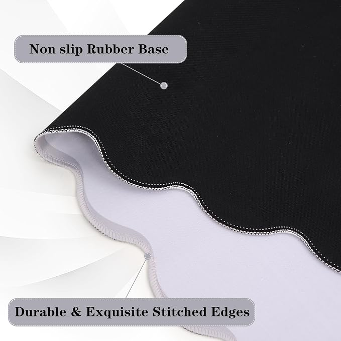 yuboo Grey Scalloped Desk Mat, 31" x 15.7" Large Waterproof Pastel Desk Mat Cottagecore Aesthetic Desk Pad Desktop Keyboard Mouse Mat for Dorm Office Gaming Decor