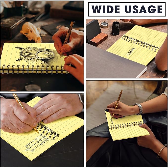 Jutom 2 Pcs Small Spiral Notebooks Memo Pads 3x5 Bulk Small Pocket Notepads Back to School Supplies Mini Notebook with Lined Mini Journals for Office & Work, 120 Pages (Black Cover Yellow Page)