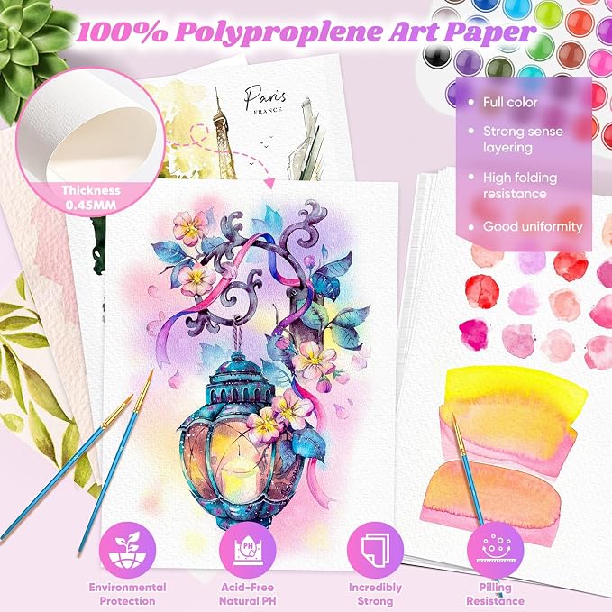 100 Sheets Watercolor Paper, 5"x7" Water Color Paper Bulk, Drawing Paper | White 140lb/300g Cold Pressed Acid-Free Artist Paper for Adults Students, Watercolors, Markers, Art Journaling Supplies