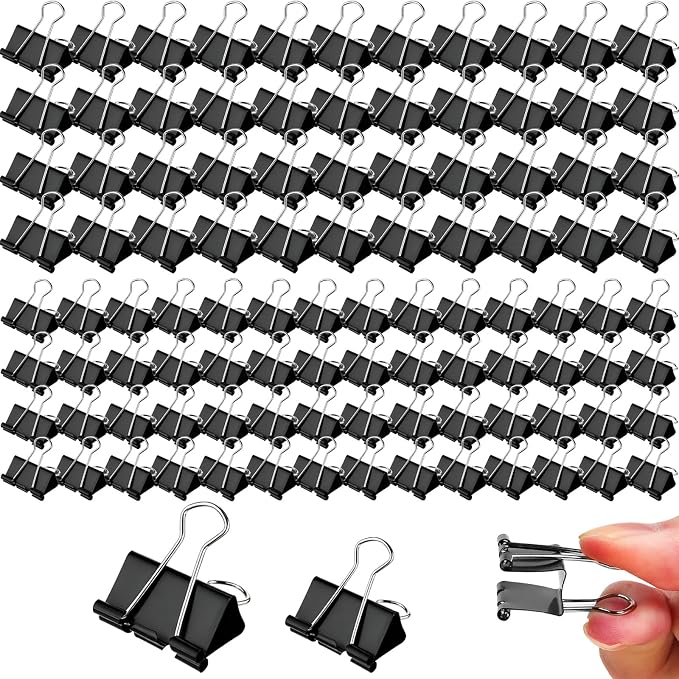 80 PCS Large Binder Clips 2 Inch(40Pcs) and 1.6inch (40Pcs), Jumbo Binder Black Paper Clamps Document Clips, Assorted Binder Clips for Office and Home Supplies