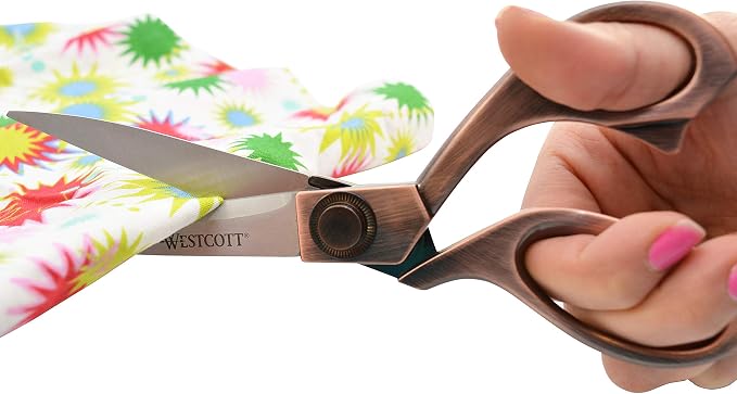 Westcott 8" Bent Stainless Steel Copper-Finish Scissors For Office & Home, 2 Pack (17600)