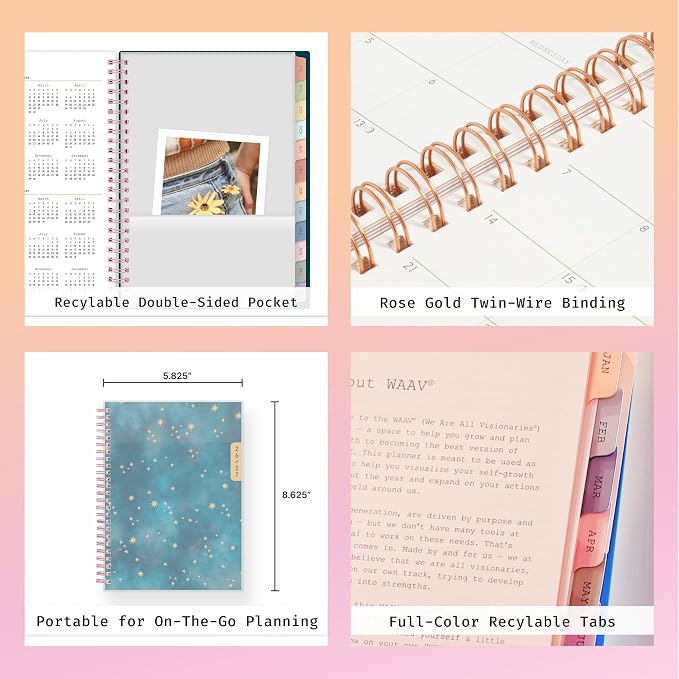 Blue Sky 2026-2027 Weekly & Monthly Academic Planner, 5.88"x8.63", Callisto | July 2026 - June 2027, Flexible Cover, Wirebound, Laminated Tabs, Storage Pocket, 20 Extra Notes Pages, WAAV