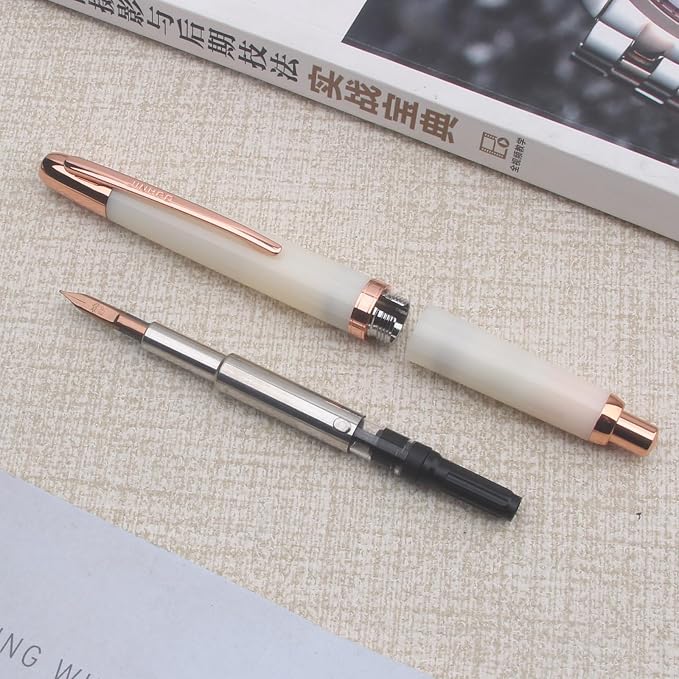 JINHAO 20 Snow red gold clip Press Fountain Pen Retractable F Nib Plastic With Clip Writing Ink Converter School Supplies