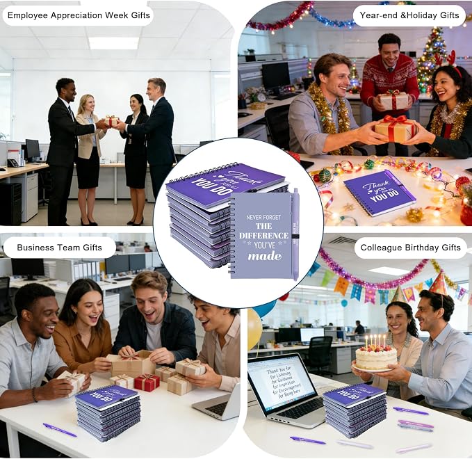 30 Sets/60 Pcs Employee Appreciation Gifts Bulk – Inspirational Notebooks with Motivational Pens, Small Notepads for Coworkers, Office Staff, Team, Volunteer, Nurse, Teachers, Housekeeping (Purple)
