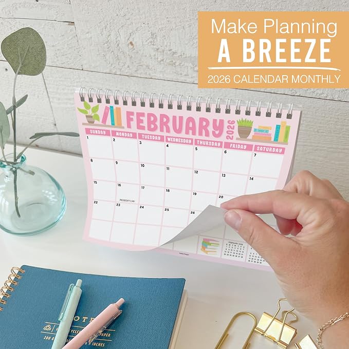 Small Desk Calendar 2026-2027 Standing Flip - 18-Month 2026 Desk Calendar Small for Home, Office & School, Standing Desks Calendars 2026-2027, Mini Desks Calendars, Back to School Teacher Gifts