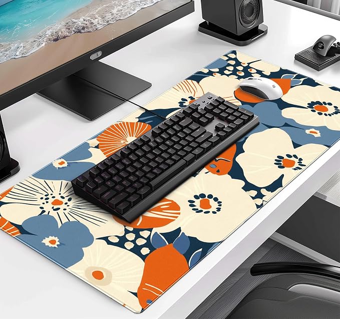 Ladies' Office Desk Cute Petal Keyboard Accessories Game Extended Mouse Pad | Large Extended Mouse Pad; Full Desk Coverage; Waterproof Coating; Stable Anti-Slide Base For Gaming, Office, Study Daily Use