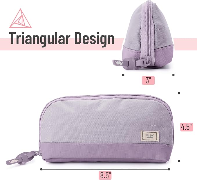 Mr. Pen- Wide-Opening Pencil Case, Triangle Design | Compact & Spacious Pencil Cases with 5 Mesh Pockets, Bag Pouch, Box Organizer for Students, School Supplies, Aesthetic Supply