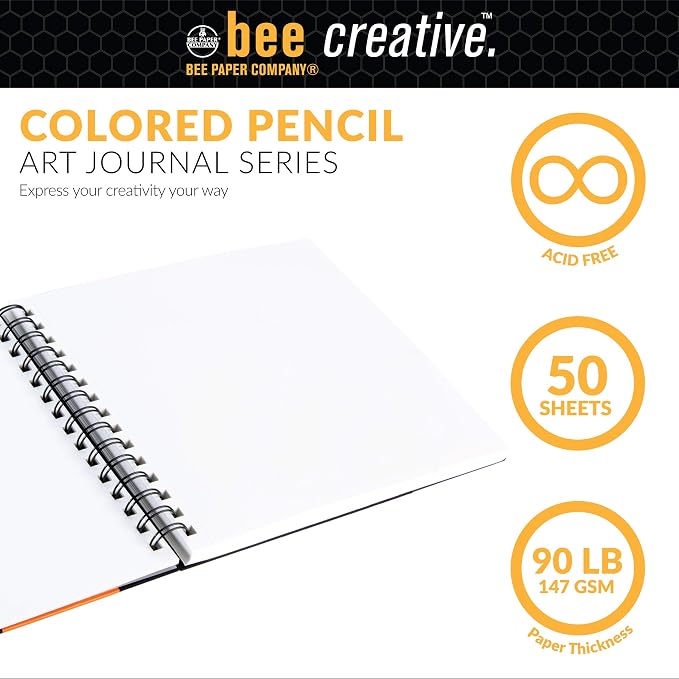 Bee Paper - 8"x 8" Bee Creative Color Pencil Drawing Journal
