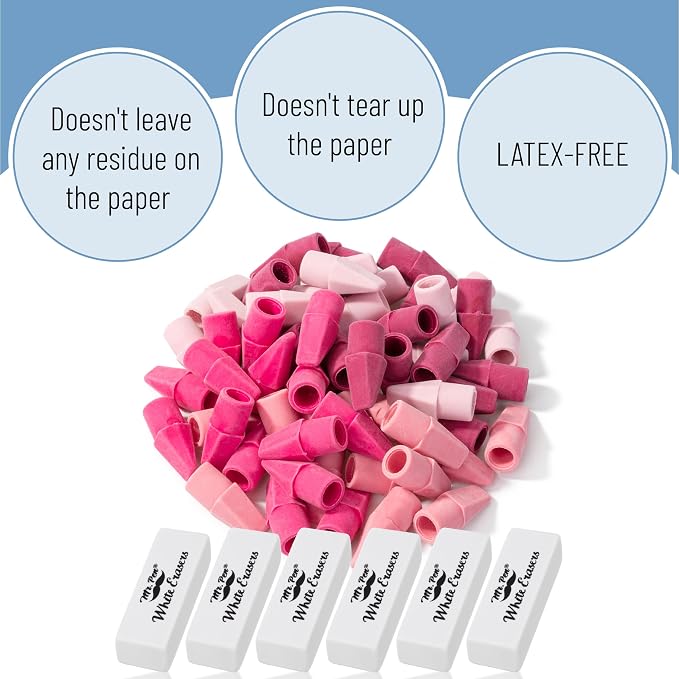 Mr. Pen- School Eraser Combination Set, 66 Pack, Pink Shades | Latex Free Erasers for School, Office, Art Sketching, Homework, Exams, Clean Smudge-Free Correction