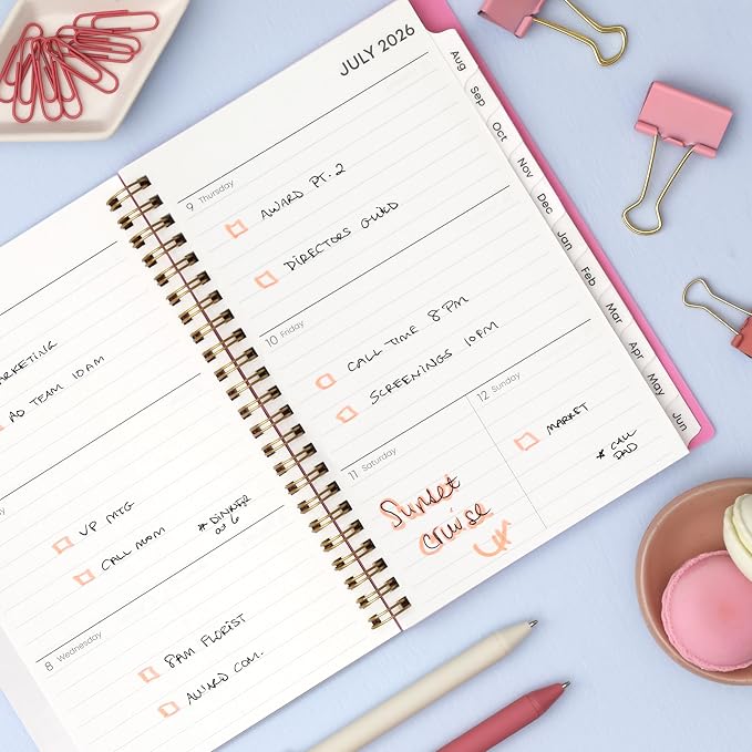 Blue Sky 2026-2027 Weekly & Monthly Academic Planner, 5"x8", Roosevelt Pink | July 2026 - June 2027, Flexible Cover, Wirebound, Laminated Tabs, Academic Year