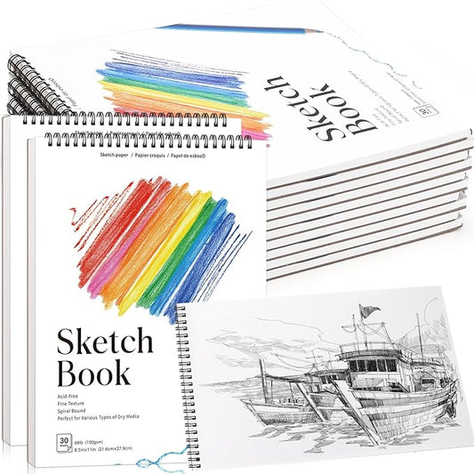 12 Pack Sketch Books, 8.5 x 11 Inch Mini Sketchbook, 68lb/100gsm Spiral Bound Small Sketch Pad, Acid Free Art Supplies Drawing Painting Sketchbook for Kids, Beginners, Artists & Easter Gift