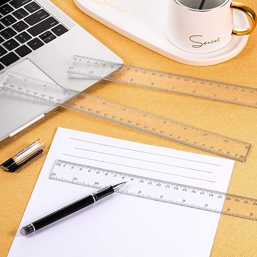 Chuangdi 20 Pcs 12 Inch Plastic Ruler Bulk for Classroom,Clear,Classic | Kids Rulers for School, Home, Office, Dual Scale Design, Lightweight School Supplies