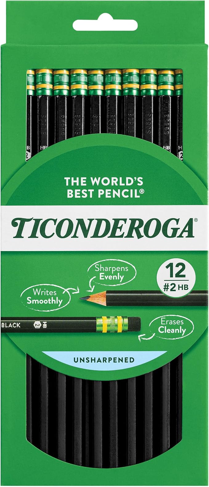 Ticonderoga Pencils, Wood-Cased Graphite, #2 HB Soft, Black (13953) (Pack of 72, 864 Count Total)