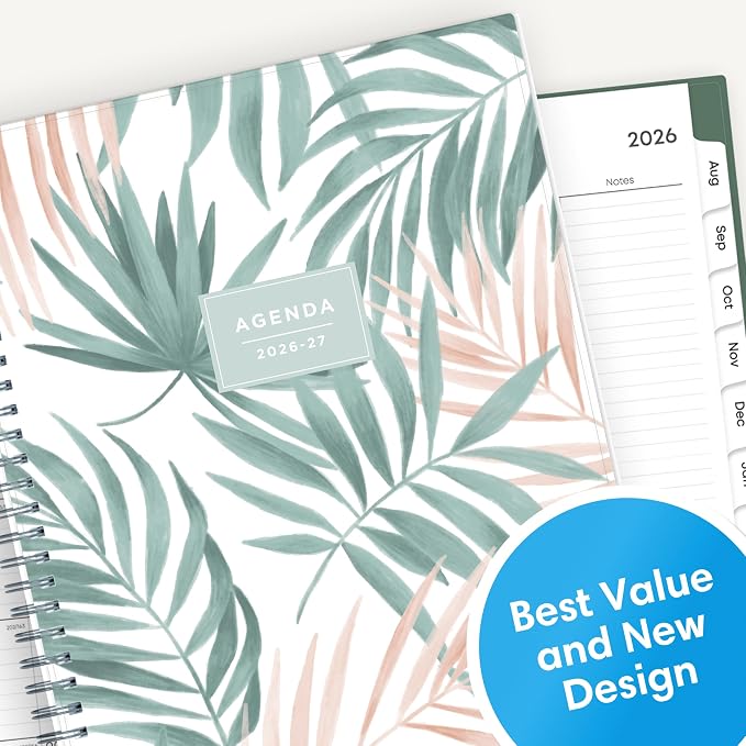 Blue Sky 2026-2027 Weekly & Monthly Academic Planner, 8"x10.875", Seychelle | July 2026 - June 2027, Flexible Cover, Wirebound, Laminated Tabs, Academic Year