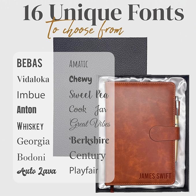 Personalized Notebook with Gift Box & Pen, Custom Text Leather Journal | Custom Gift for Men, Women, Friend, Engraved Journals To Write In, Birthday Anniversary Corporate, Keepsake, Business Gift