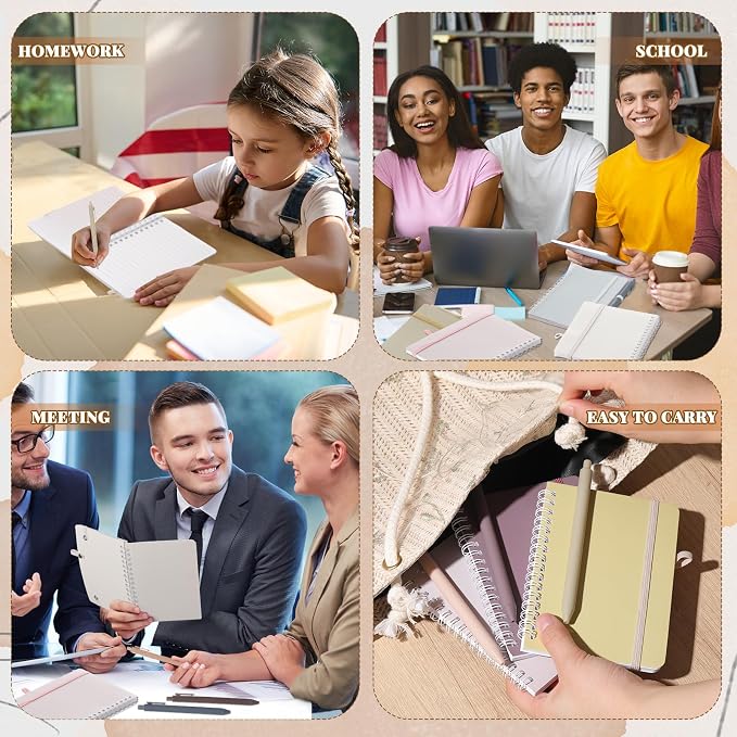 Fulmoon 100 Set Small Spiral Notebooks A6 with Pens Bulk, Multicolor 4" x 6" Pocket Notebooks Mini Lined Journals 50 Sheets for Back to School Supplies Students Rewards Office Gifts (Soft Pastels)