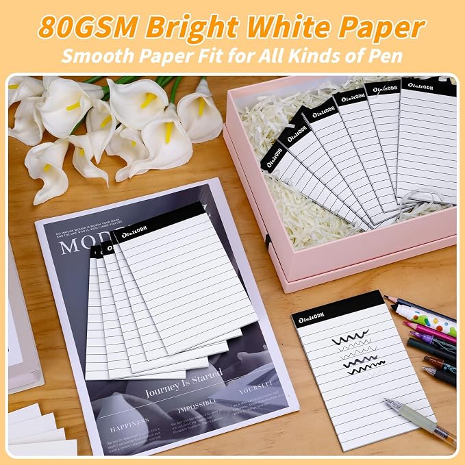 Oleitodh 48 Pack 4 x 6 Inch Notepads White Memo Pads Writing Pads | Perforated Lined Pages with 30 Sheets Each, Small Note Pads for Office, School and Home; Pocket Memo Pads for Daily Lists