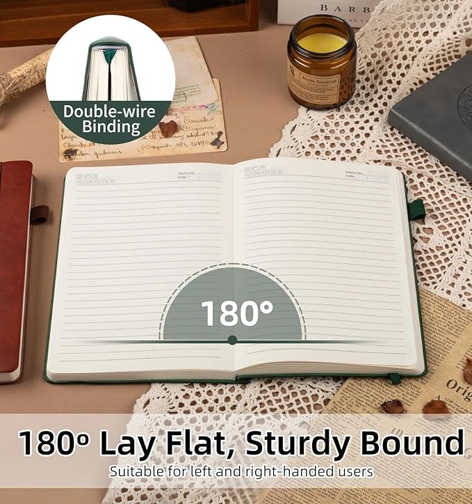 Lined Journal Notebook, A5 Leather Vintage Journals for Writing, 256 Pages College Ruled Notepad for Women Men, Vegan Leather Daily Notebook for Work, School, Travel, Note Taking(Tree of Life, Green)