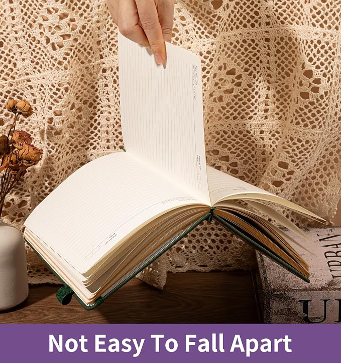 Lined Journal Notebook for Women Men, A5 Hardcover Leather Journals for Writing, 200 Pages Thick Paper, Daily Journal Notebook for Work, School, Note Taking, Business, Travel, College Ruled