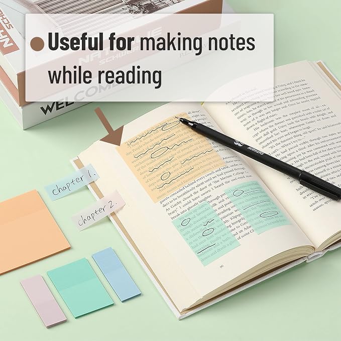 Mr. Pen- Transparent Sticky Notes Set, 200 Sheets | Transparent Sticky Notes and Planner Tabs with Black Fineliner Pen for Bible Study, Office, School, Planning