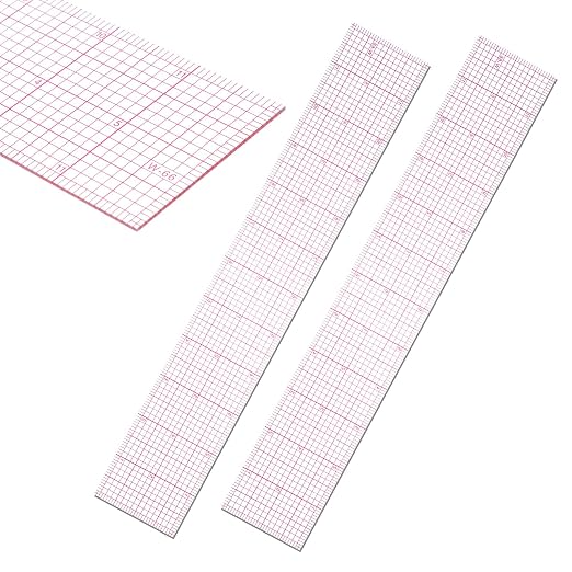 Clear Sewing Ruler, 2 Pcs 2 × 12 Inch Plastic Grid Transparent Ruler with Sandwich Scale Straight Measuring Tool for Pattern Grading Making Quilting DIY Crafts Clothes Design
