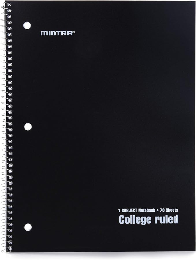 Mintra Office Spiral Notebooks, Wirebound, Journals for School, Work, Business, Aesthetic Stationery, Writing Pads, Teacher & Student Supplies (6, Solid Color, College)
