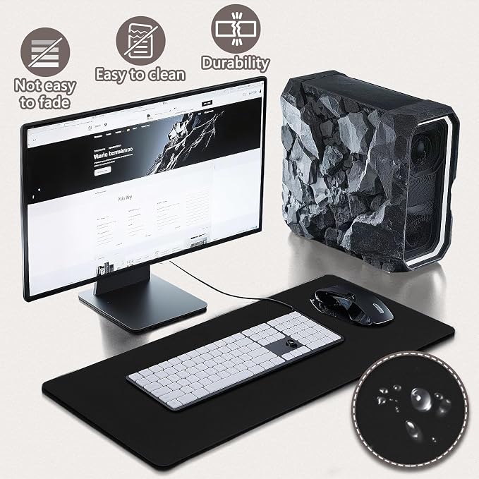 Mouse Pad Gaming - Desk Mat for Keyboard and Mouse - Black Large Mouse Pad for Desk, Mousepad (31.5 x 11.8inch) with Non-Slip Base, Desks Pad Mat for Gaming, Office and Home