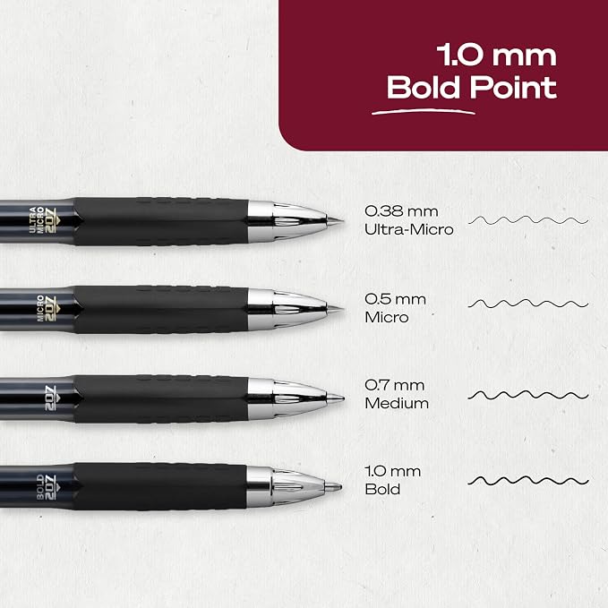uniball™ 207 Gel Pens, Blue Ink, 1.0mm Bold Point, Retractable, 12 Count, Smooth Writing, Fraud-Resistant, uni Super Ink™