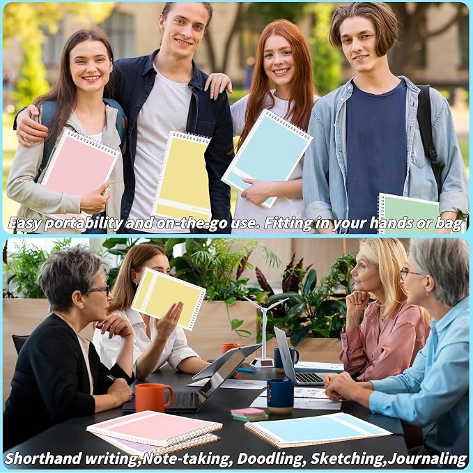 24 Pack Steno Pads 6 x 9 in Spiral Top Notebook Bulk 8 Assorted Color Note Pad 60 Sheets Gregg Rule Writing Paper Steno Notebooks for Students Teachers Men Women Professionals Office School Recording