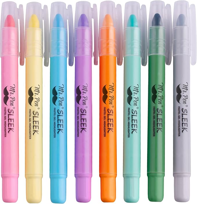 Mr. Pen- No Bleed Gel Highlighters, Assorted Colors, 8 Pack | Bible Highlighters and Pens No Bleed, Bible Markers for Study, Journaling, School Supplies and Accessories