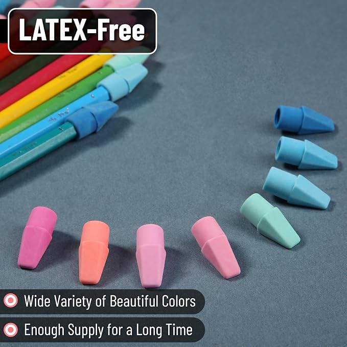 Mr. Pen- Pencil Erasers Toppers, 1000 Pack, Colorful, Latex Free, No Smudge | Mr Pen Erasers for Pencils
