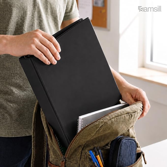 Samsill 1.5 Inch 3 Ring Binders, Economy Round Ring, Clear View Cover, 325 Sheet Capacity - for School, Home, Office - Black, 6 Pack