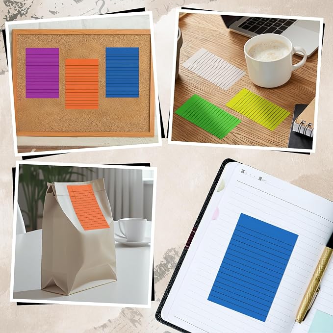 Yinder 6 Pack Colored Transparent Sticky Notes Translucent Clear Lined Self Sticky Notes, Back to School Gift Bible Tab for Planners, School Supplies Office, 30 Sheets/Pack, 4 x 6'' (Bright Color)