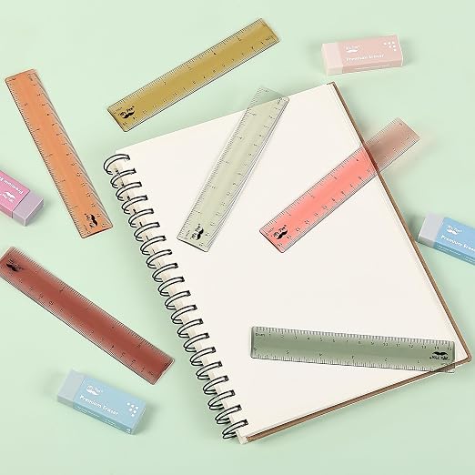 Mr. Pen- Plastic Ruler Set, 6 Pack, 6 Inch, Vintage Colors | Easy-to-Read Markings, Scratch-Resistant Design, Durable Transplant Rulers for Crafting Office & School, School Supplies