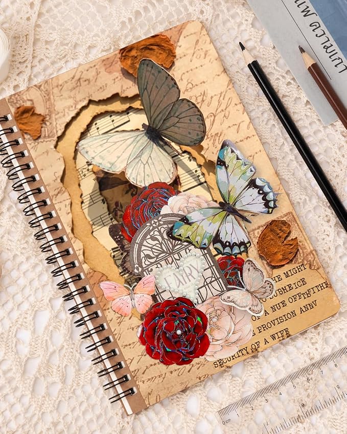 Dynta Spiral Notebooks A5 Lined 5Pcs College Ruled Journals Bulk Thick Paper for Work, Study, Notes Taking, Gifts 120 Pages/60 Sheets Kraft Brown