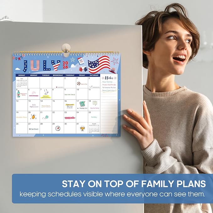Calendar 2026-2027, Monthly Wall Calendar from April 2026 to December 2027, 11.5" x 14.7", Spiral Binding Hanging Wall Calendar, Perfect for Home or Office, Festival