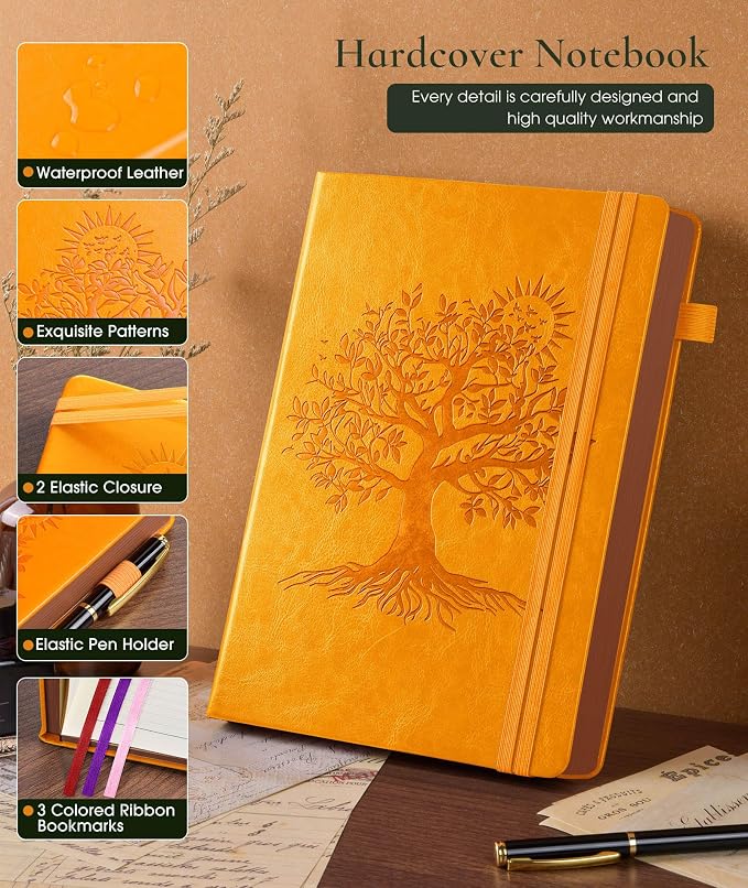 Vintage Leather Journal - 300 Page Lined Journal Notebook with Numbered Pages, A5 Notebook for Women Men,Travel Diary,Daily Journals for Writing, Note Taking, School & Work (5.8" x 8.3")