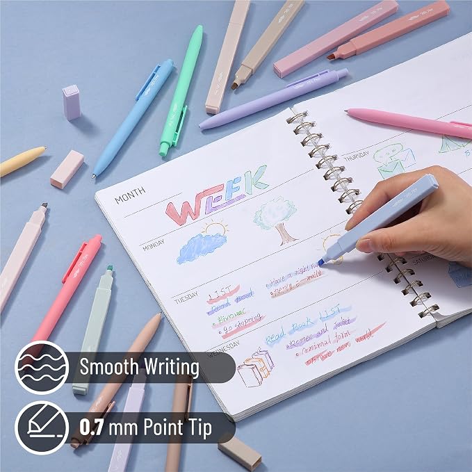Mr. Pen- Aesthetic Highlighters and Gel Pens, 16 Pack | 200 Sheets Sticky Tabs, Assorted Colors Bible Highlighters No Bleed, Colored Ink Gel Pens