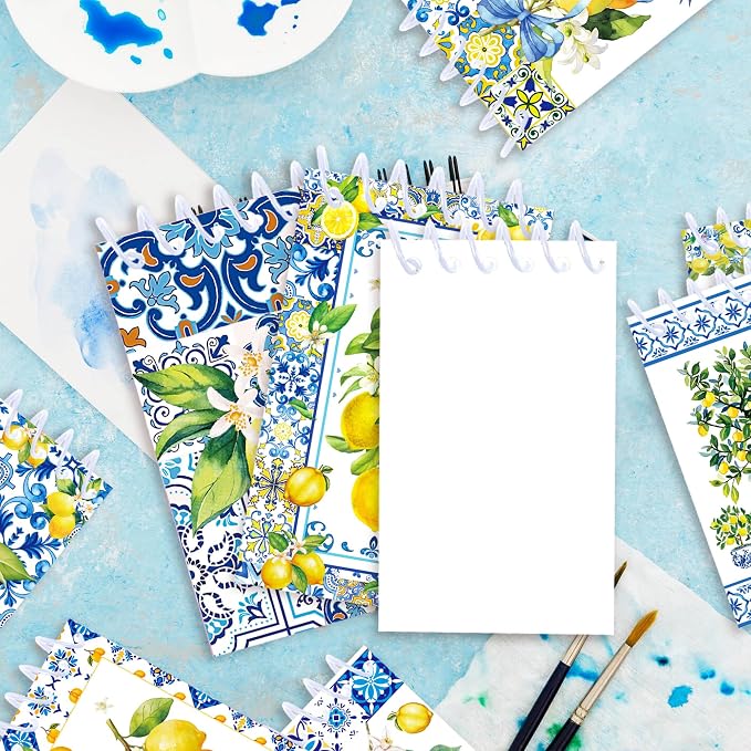 Lemon Coil Notepad 24 Pcs, 2.36 x 3.94 Inch Cute Mini Notebooks 16 Sheets 32 Pages, Citrus Memo Pads Bulk with Lemon Design for Daily Planning, Shopping Lists, Office School Supplies, Party Favors