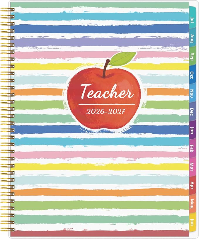 GoiUnlt Teacher Planner 2026-2027, JUL. 2026 – JUN. 2027, Lesson Planner 2026-2027 Academic Year, with Tabs, Thick Paper, 2-Sided Pocket, 8.6″ x 11″ Daily Weekly and Monthly Calendar with 8 Periods