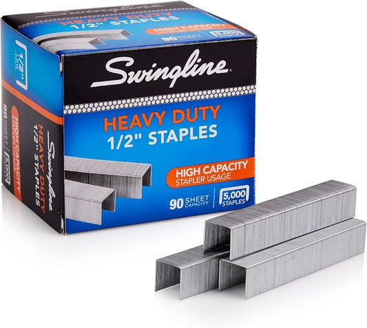Swingline Staples, Heavy Duty for Desktop Staplers, 1/2" Length, 100/Strip, 5000/Box (79392)
